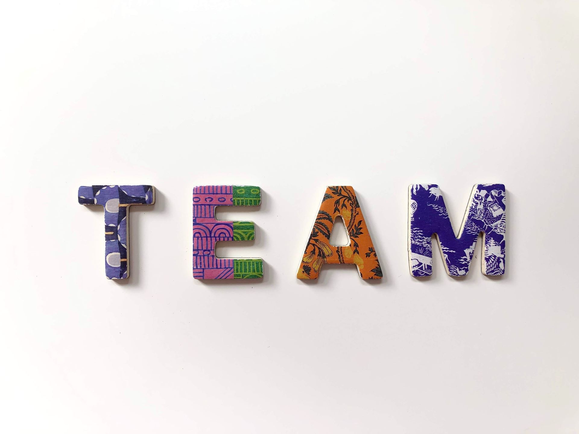 The word TEAM spelled out